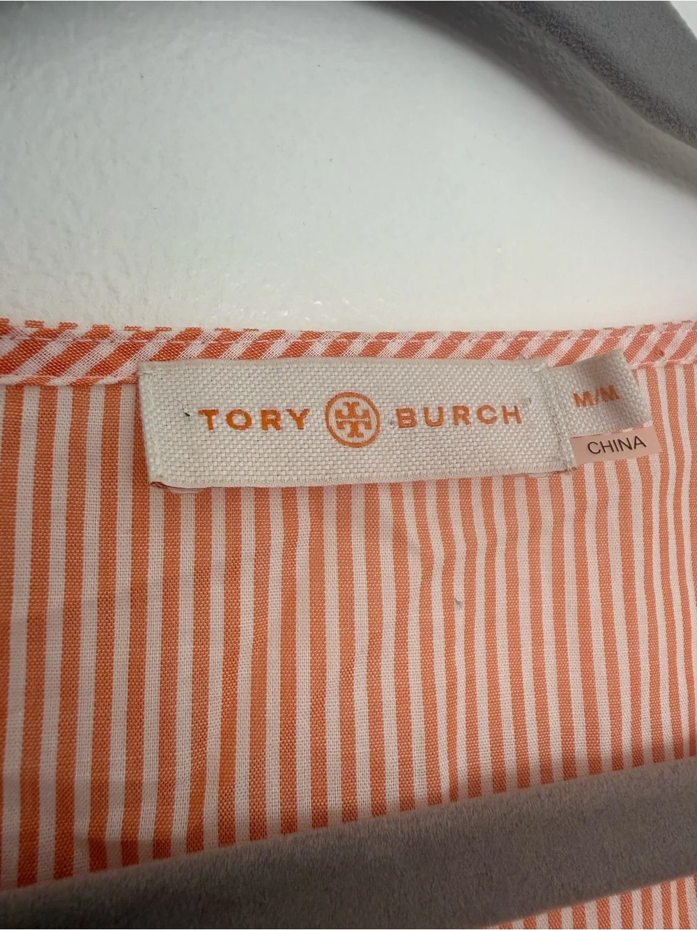 ✅ Tory Burch Dress Ravena Caftan Coverup Mini in Melon Orange Ivory Stripe